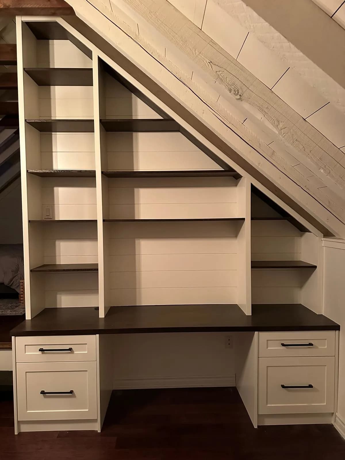 Brown Stained, White Built Office Space